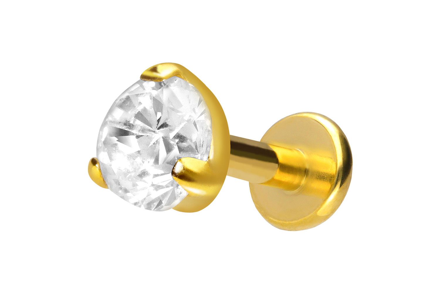 Titan Labret Piercing mit Innengewinde EINGEFASSTER KRISTALL